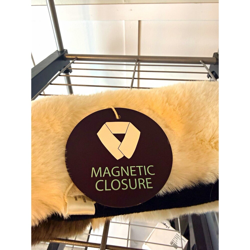 T.P.O. Faux Fur Colorblock Scarf Cream/Brown Magnetic Closure Wrap